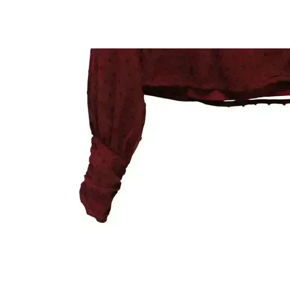 NWT Lulus Blouse Size Medium Textured Swiss Dot Sheer Mesh Keyhole Chiffon - Picture 13 of 16